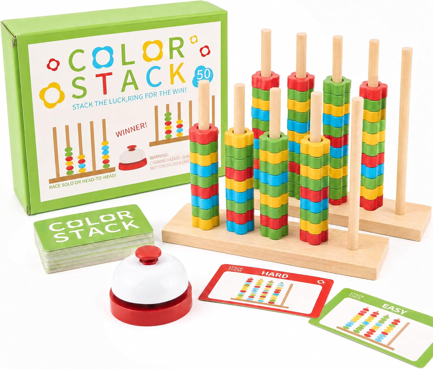2 Pack Color Stack Challenge Game, Fast-Paced Color Matching Puzzle Game