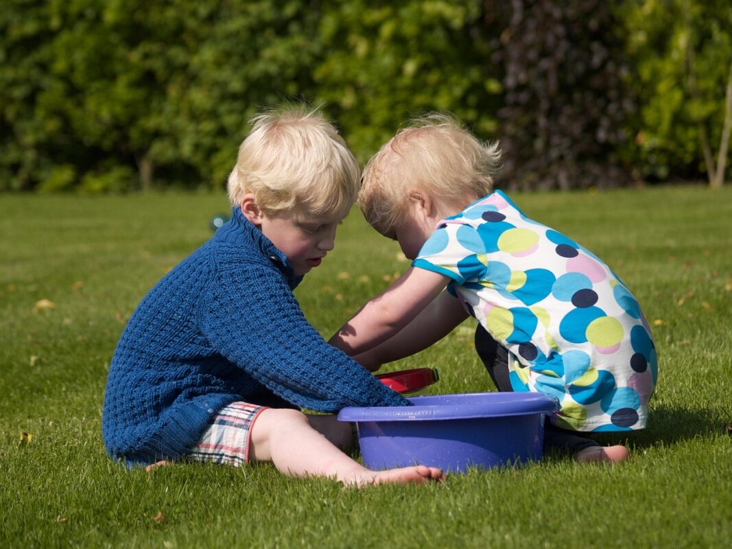 A family of different ages playing a game together
